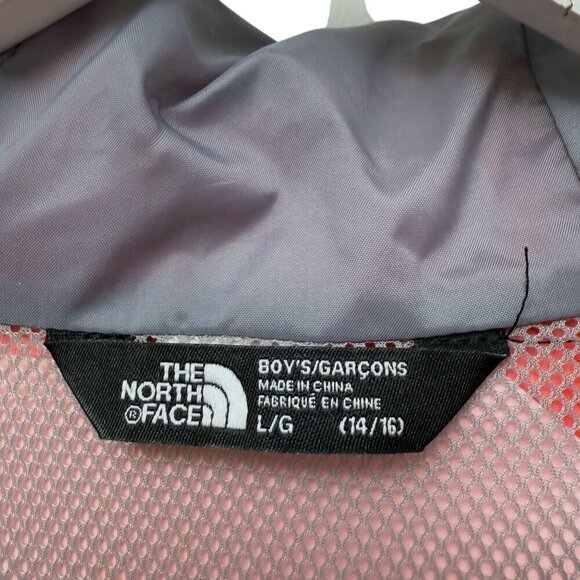 THE NORTH FACE Boys Jacket Large 14/16 Red Hooded Windbreaker Full Zip *TORN - Picture 7 of 16